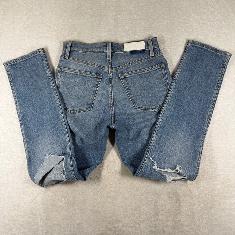 RE/DONE Originals High Rise Straight Distressed Jeans Light Wash 26